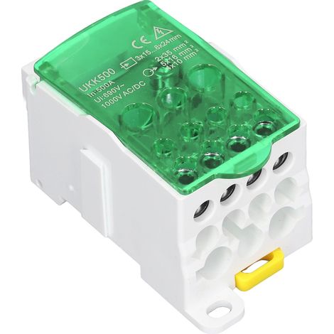 Bornier de jonction UKK500 C45, 690V 500A, unipolaire, rail DIN, boîte de raccordement électrique verte (1/5)
