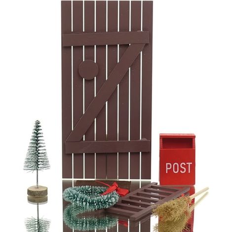Gasper – Set de lutins de Noël, 7 pièces – Brun, bois et plastique (1/3)