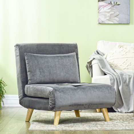 Poltrona 2 in 1, reclinabile, trasformabile in letto per ospiti, 72 cm x 78 cm x 79 cm, grigia