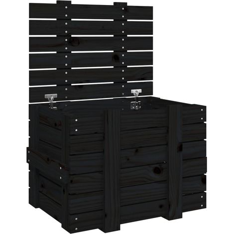 Storage Box Black 58x40.5x42 cm Solid Wood Pine vidaXL