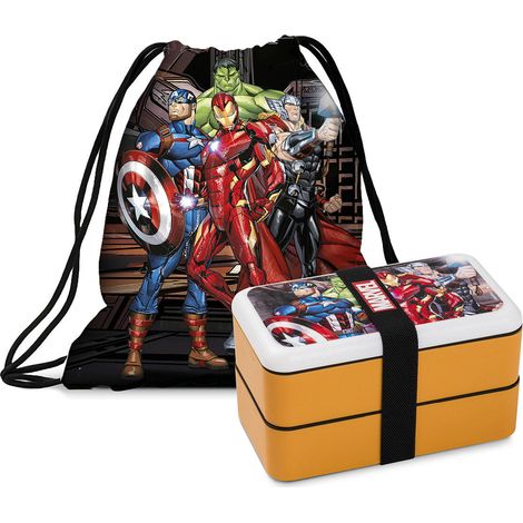 Marvel Avengers set scuola plastica e tessuto lunch box e sacca