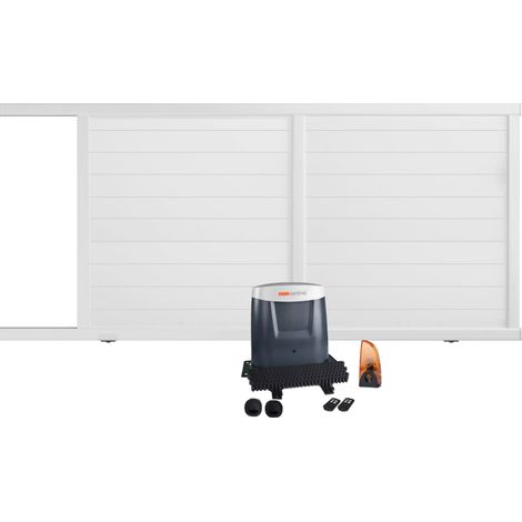 Portail coulissant électrique PVC blanc H 160 x L 250 ARLES - ouverture vers la gauche (1/5)
