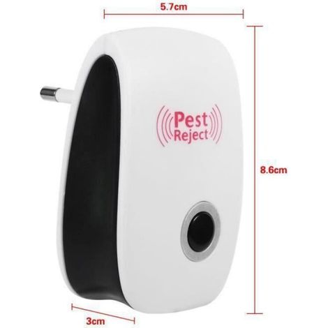 1 x Répulsif ultrasonique, ABS, 5W, zone 80-120m², pour maison et entrepôt (1/3)