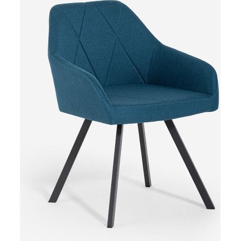 Sedia in tessuto con braccioli per sala da pranzo e cucina Rakna - Blu (1/5)