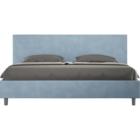 Letto contenitore imbottito 180x190 microfibra azzurro Adele (1/4)