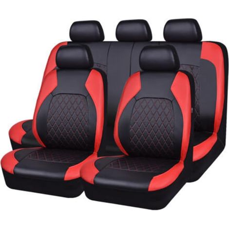 Housse de Siège Auto - 9 Pièces - Cuir PU - Protection Intégrale - Pour Ford Fiesta 2008-2017 - Noir