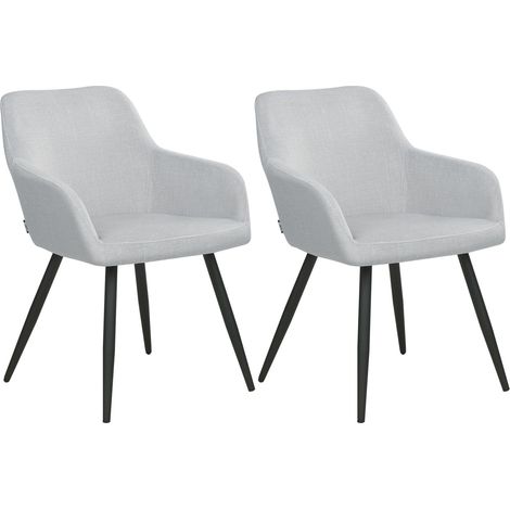 Set di 2 sedie imbottite in velluto grigio chiaro con gambe in metallo Casmalia