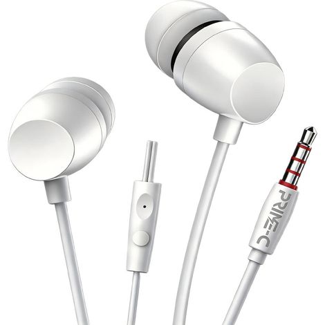 Écouteurs intra-auriculaires en silicone souple avec microphone, connecteur 3,5 mm - blancs