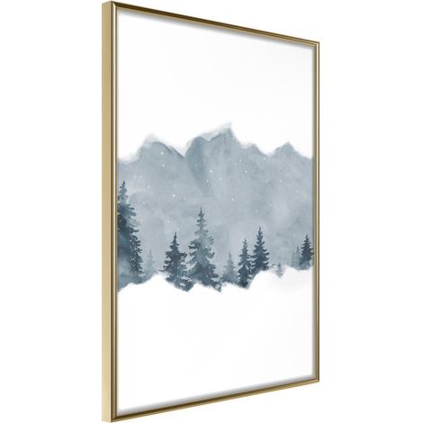 Affiche Murale Encadrée "Taiga" 30 x 42 cm Or