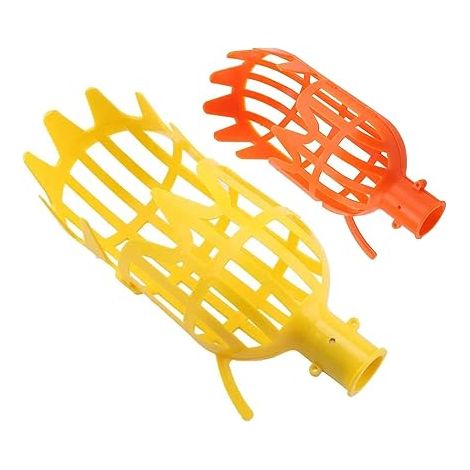 LATRAT Plastic Fruit Picker, Stemless Fruit Picker, Economical Tool for Home, Orchard, Park, Farm, Garden, Lute, Cherry, etc - Yellow and Orange (1/5)