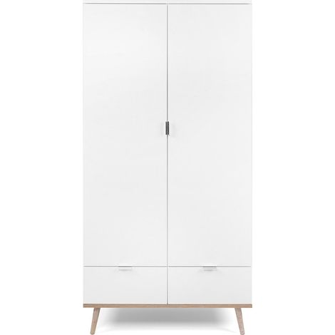 CALICOSY - Armoire 2 Portes 2 Tiroirs avec Penderie H180 cm - COPENHAGUE (1/5)