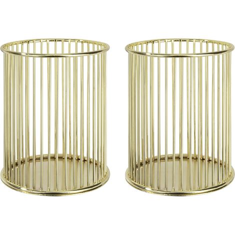 Porte-stylo en Métal Pot à Crayon Stylo Multifonction Creux Porte Crayons Papeterie de Stockage Organiseur Conteneur pour Domicile, École, Bureau, 8cm de Diamètre, 2 Pièces (Doré) (1/5)