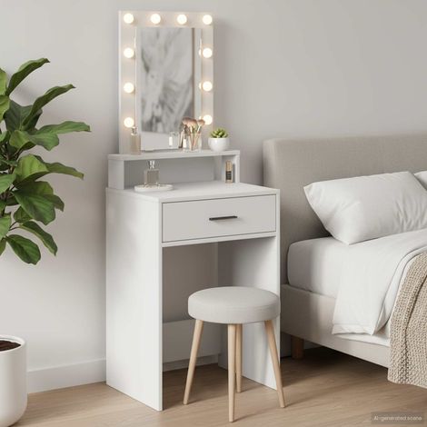vidaXL Tavolo da Trucco Bianco 50 x 41 x 140 cm Legno multistrato