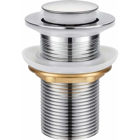 Bonde de douche et lavabo,Universel Bonde Pop-up sans Trop-plein Bonde de Vidage Automatique avec Bouchon de Vidange sans Tirette à Clapet Push Open en Inox Chromée pour Lavabo Salle de Bain FOREHILL (1/5)