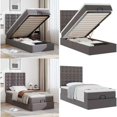 VidaXL Lit ottoman avec matelas gris 100x200 cm similicuir (1/5)