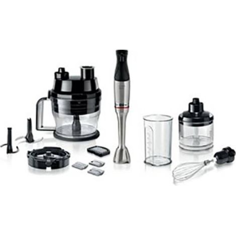 Bosch Haushalt ErgoMaster Serie 6 Mixeur plongeant 1200 W avec verre doseur, avec blender, multifonction, fouet , sans BPA acier inoxydable, noir X244992
