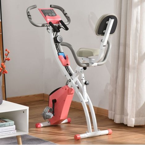 Vélo d’appartement X-Bike pliable 97x51x115 cm en acier rose, gain de place pour maison FloraGrace (1/5)