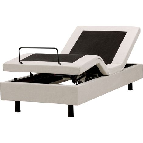 Letto elettrico matrimoniale tessuto beige chiaro regolabile con telecomando senza testiera 80x200 cm Duke II
