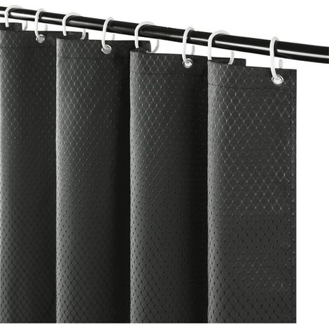 （180x200cm）Dark Grey Waffle Shower Curtain Anti-Mold and Washable Fabric Thick Waterproof Polyester Bath Curtains for Bathtub Bathroom