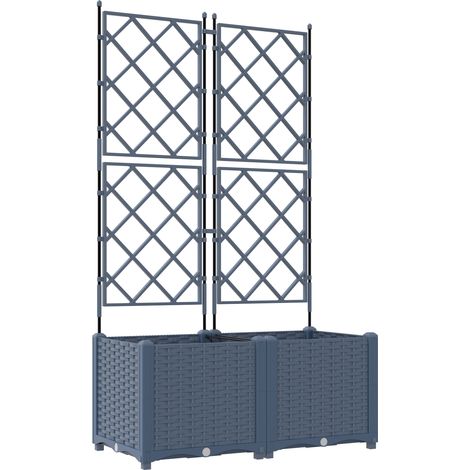 2 pcs Jardinière,Bac à fleurs,Pot de fleurs avec Treillis Gris 80 x 40 x 143 cm PP CFW30416 (1/5)