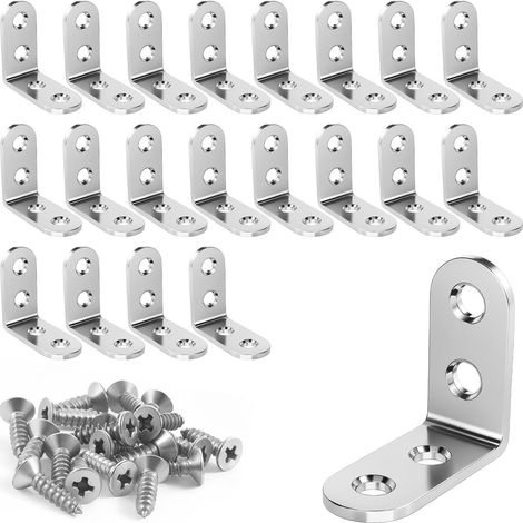 Lot de 12 connecteurs d'angle en acier inoxydable avec vis - 40 x 40 (1/5)