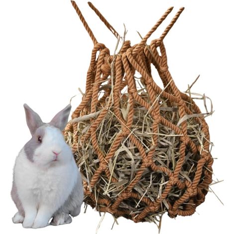 Hay Feeder Bags, Hanging Hay Feeder Bag for Small Animals, for Rabbit/Guinea Pigs/Chinchilla (Brown) (1/5)