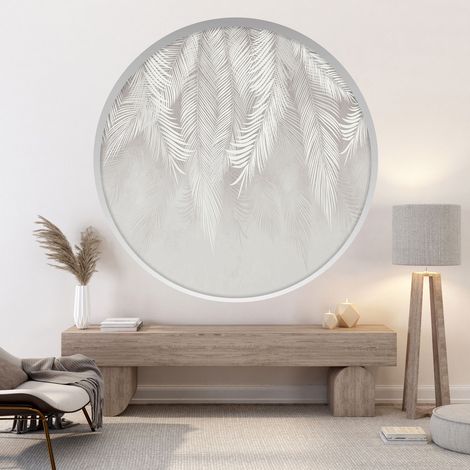 Stickers Trompe l'oeil Arche ronde - Feuilles - Diamètre 30 cm (1/4)