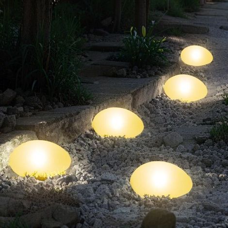 Wasserdichte Solarleuchten für den Außenbereich aus dekorativen Kieselsteinen. Schutzart IP65. Für Garten, Terrasse, Hof und Wege (Mini-Kieselsteine, 3 Stück). Warmes Licht. (1/5)