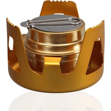 Mini-Spiritusbrenner aus Aluminiumlegierung, ultraleichter Mini-Gaskocher für Camping, Spiritusbrenner aus Messing für Wandern, Camping und Picknicks (1/5)
