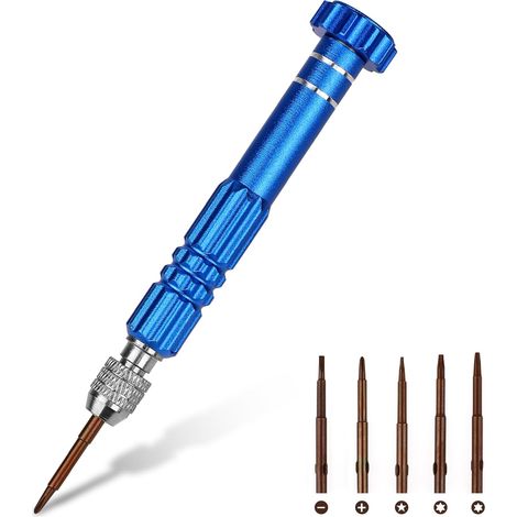 Objektiv-Minischraubendreher 5 in 1 Blau - Präzisionswerkzeugset zur Reparatur von Brillen, Uhren, Laptops und elektronischen Geräten (1/5)
