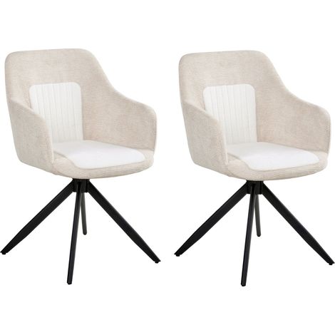 Esszimmerstuhl 2er Set drehbar LIKELY Stoff Hellbeige