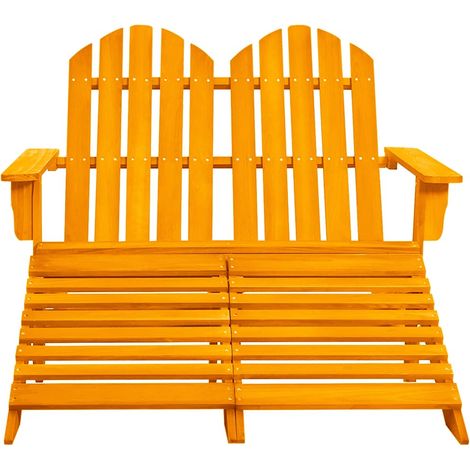 Maison Exclusive - Chaise de jardin Adirondack 2 places et pouf Sapin Orange (1/5)