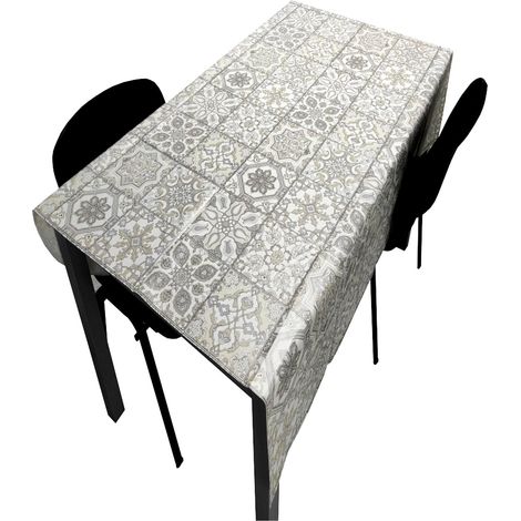 Tovaglia PVC Base Poliestere Antimacchia Mosaico Grigio 140X160 CM