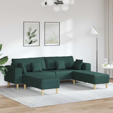 vidaXL Sofá 3 uds. Verde oscuro tela (1/5)
