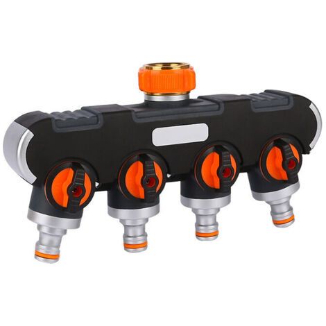 Lot de 1, GE1401-4, raccord de tuyau, distributeur d'arrosage à 4 voies, diviseur de tuyau avec interrupteur de commande pour l'arrosage simultané à 4 voies ou à 1 voie. (1/5)