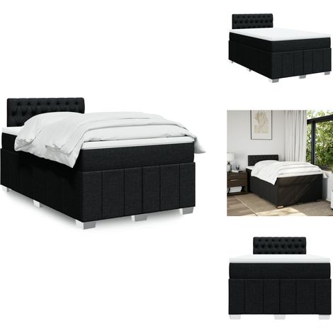 Sommier à lattes de lit avec matelas noir 120x190 cm tissu - Sommier À Lattes De Lit - Sommiers À Lattes De Lit - Lit - Meuble De Chambre À Coucher (1/5)