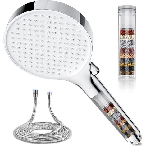 Magichome Duschkopf mit Filter, Hochdruck Duschkopf mit Schlauch 1,5M, Handbrause 6 Strahlarten, Duschkopf in 25 Schichten Filtration Duschbrause für Hartes Wasser,Rest-Chlor,Bakterien, Schwermetall (1/5)