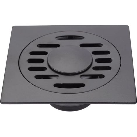 4 pouces en laiton noir siphon de sol salle de bain carré douche drain carré anti-odeur siphon de sol siphon (1/5)