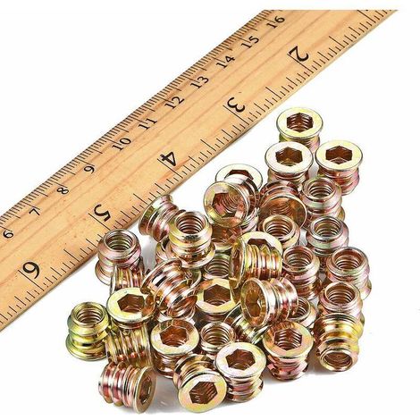 Lot de 20 inserts filetés pour vis à bois M8×15mm - Écrous à bois hexagonaux (avec clé hexagonale) (1/3)