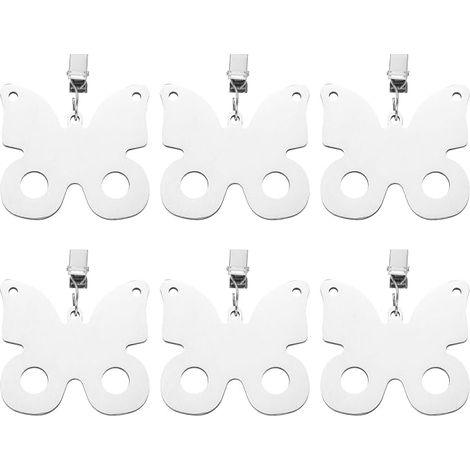 QUARKZMAN Set di 6 pesi per tovaglia, in acciaio inossidabile con clip in metallo, ciondolo a forma di farfalla 6,5 x 7 cm per decorazione di tavoli da picnic in giardino. (1/5)