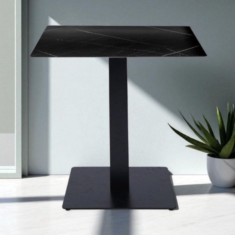 Tavolo pub ristorante bar 70x70 cm Top esterno HPL effetto Marmo NERO H 74 (1/5)