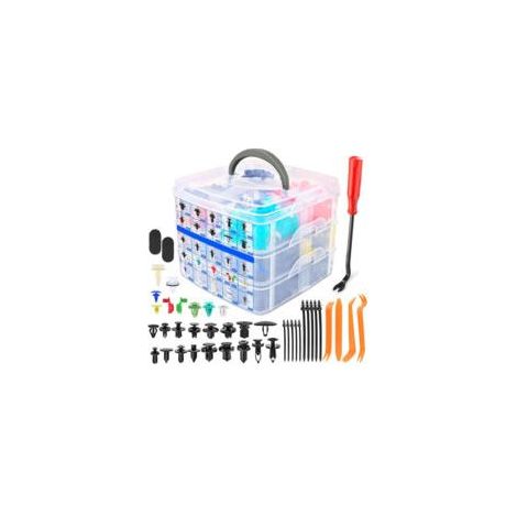 925 Pezzi Clip Rivetto in Plastica, Fissaggio di Protezione con Rivetto in Plastica, Clip Universali Nere per Auto Vetture Pannelli delle Porte con Scatola di Stoccaggio e Strumento di Smontaggio (1/5)