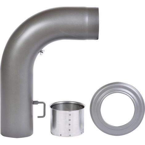 Rauchrohrset gezogen 150 mm Ø, 2mm stark, hellgrau Rohrbogen