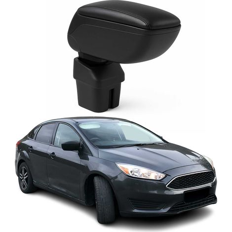 OMAC Accoudoir pour Ford Focus 2011-2015 - Snap-On - ABS + Simili Cuir - Aucune Perçage ou Installation - Installation Facile Noir (1/5)
