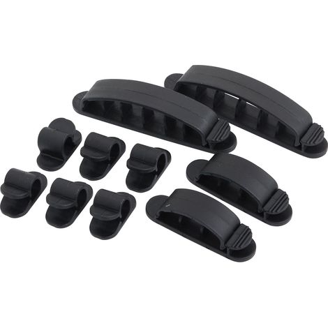 Set di clip per cavi, 10 pezzi, autoadesive, nere, LogiLink KAB0039 (1/3)