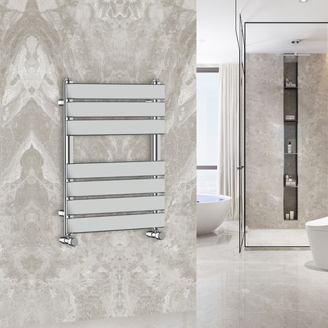 WarmeHaus 650x500mm Flat Panel Heated Towel Rail Central Heating Towel Warmer for Bathroom Kitchen Chrome (1/4)