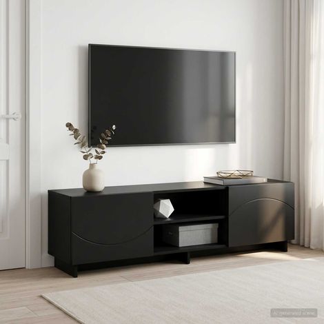 vidaXL Soporte de TV 140 x 34.5 x 40 cm Negro Madera de ingeniería (1/5)