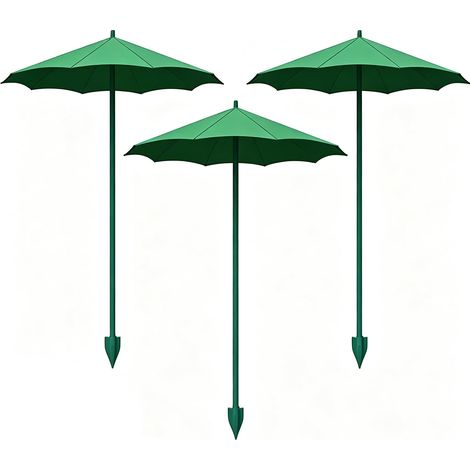 Juego de 3 mini sombrillas de jardín (34 cm) con protección UV verde, ideales para plántulas, flores y hortalizas. Estacas de fibra de vidrio resistentes a la intemperie. Perfectas para balcones y pat (1/5)