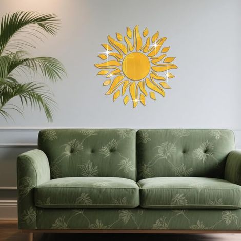 Autocollants Muraux en Acrylique avec Signe du Zodiaque du Soleil Doré pour Le Salon 17.71x17.71 en Forme de Fleurs Rondes Décorations Murales Autocollantes pour la Chambre et la Cuisine (1/5)