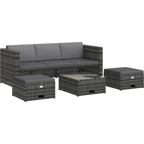 vidaXL Set Divani da Giardino 4 pz con Cuscini in Polyrattan Grigio (1/5)